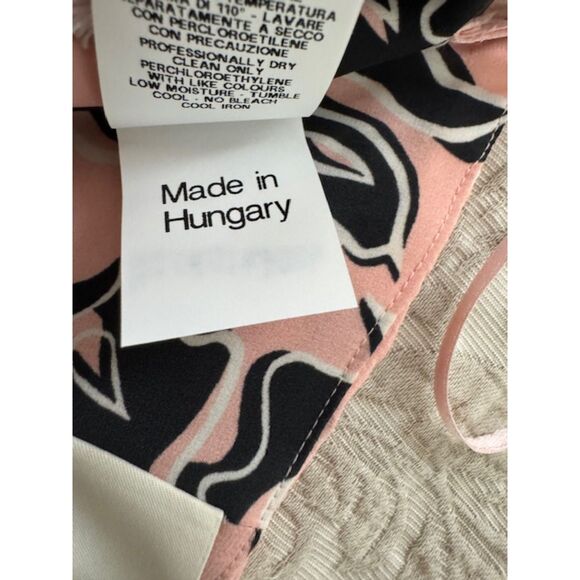 NWT Cedric Charlier Fantasy Silk Pink-Printed Strapless Midi Dress, size 6 - Picture 7 of 9